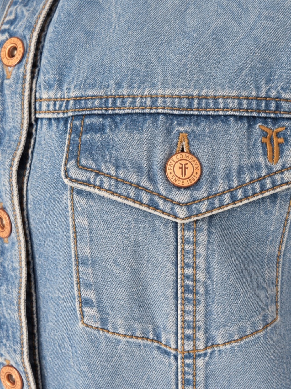 FRYE NWOT Women’s Denim Button Front Dress, Chest & Side Pockets 😍 - Picture 4 of 6